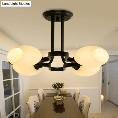 DecorBites™ DecorBites™ Rustic Cream Glass Semi-Flush Mount Chandelier - Stylish Black Lighting for Living Room