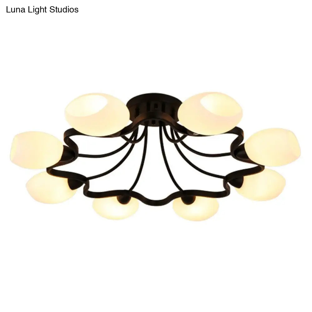 DecorBites™ DecorBites™ Rustic Cream Glass Semi-Flush Mount Chandelier - Stylish Black Lighting for Living Room