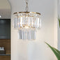 Rustic Crystal Pendant Light with 2 Layers and 1 Gold Head – Perfect for Dining Rooms".