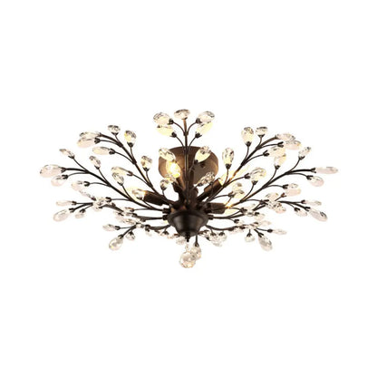 DecorBites™ DecorBites™ Rustic Crystal Semi-Flush Mount Bedroom Ceiling Light with Entwining Branch Design