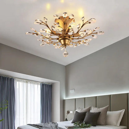 DecorBites™ DecorBites™ Rustic Crystal Semi-Flush Mount Bedroom Ceiling Light with Entwining Branch Design