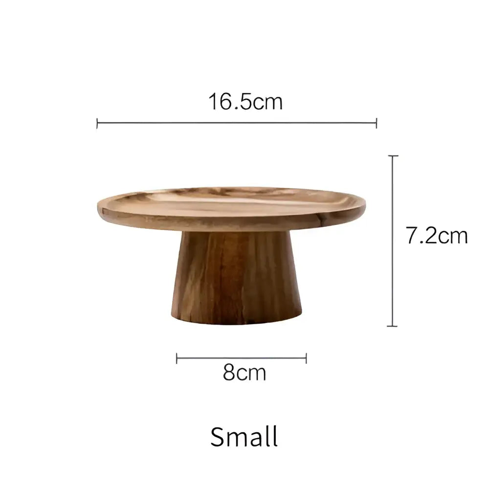 Decorbites elevated wooden cake stand with smooth light brown finish and natural wood grain for rustic dining decorbites elevated