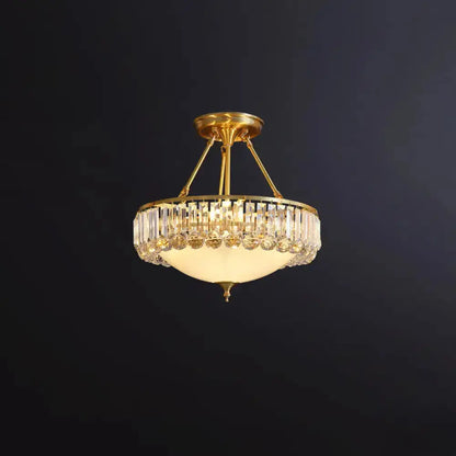 DecorBites™ DecorBites™ Rustic Frosted Glass Semi Flush Mount Ceiling Light Fixture with Crystal Side - 4 Lights