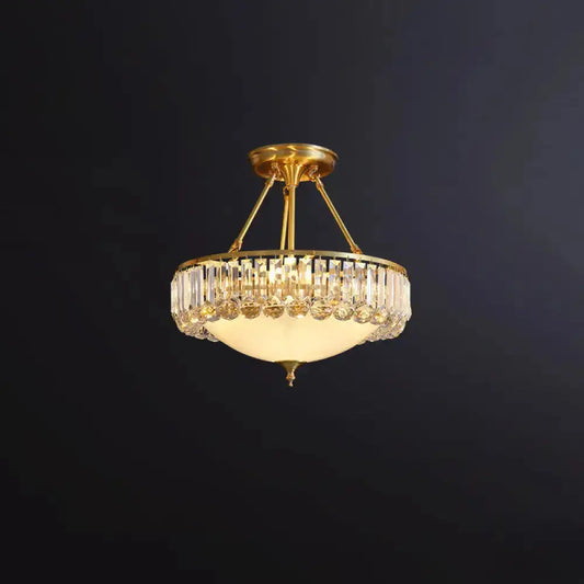 DecorBites™ DecorBites™ Rustic Frosted Glass Semi Flush Mount Ceiling Light Fixture with Crystal Side - 4 Lights