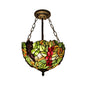 Rustic Green Leaf Pattern Ceiling Light Fixture - Inverted Bowl Design, Ideal for Foyer, Semi Flush Mount