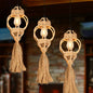 Rustic Hand-Crafted Kitchen Ceiling Light: Farmhouse Hemp Rope Pendant with Brown Cluster, 3/6-Head Design & Round/Linear Canopy