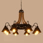 Rustic Hemp Rope Restaurant Chandelier with Black Dangling Suspension Light