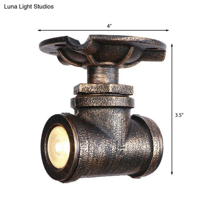 DecorBites™ DecorBites™ Rustic Industrial Antique Brass Water Pipe Ceiling Light with 1 Metal Semi Flush Mount - Perfect for Hallways