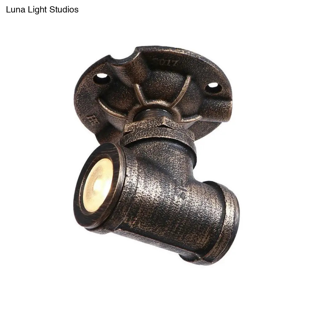 DecorBites™ DecorBites™ Rustic Industrial Antique Brass Water Pipe Ceiling Light with 1 Metal Semi Flush Mount - Perfect for Hallways