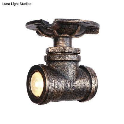 DecorBites™ DecorBites™ Rustic Industrial Antique Brass Water Pipe Ceiling Light with 1 Metal Semi Flush Mount - Perfect for Hallways