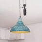 Rustic Industrial Dome Pendant Lamp with Pulley - 1 Light Metal Fixture in Brown/Grey for Living Room Lighting