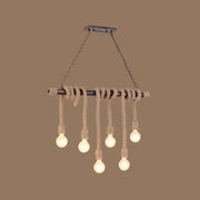 Decorbites farmhouse pendant light with wood hemp rope and exposed bulbs in rustic industrial style for restaurants