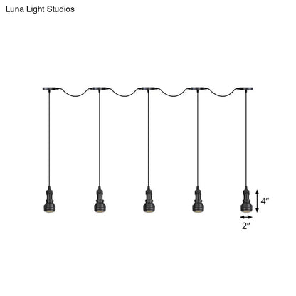 Rustic Iron Ceiling Light with LED Bulbs - Perfect for Coffee Shops - Black Finish, Available in 3/5/7 Heads