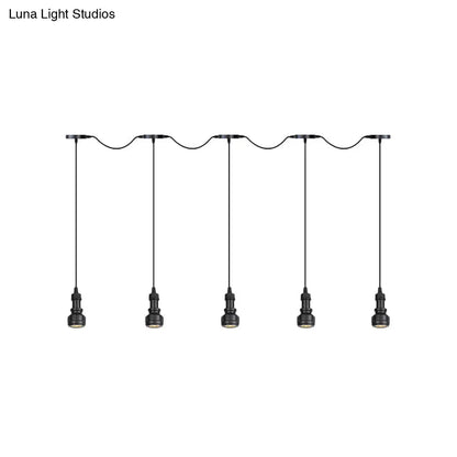 Rustic Iron Ceiling Light with LED Bulbs - Perfect for Coffee Shops - Black Finish, Available in 3/5/7 Heads