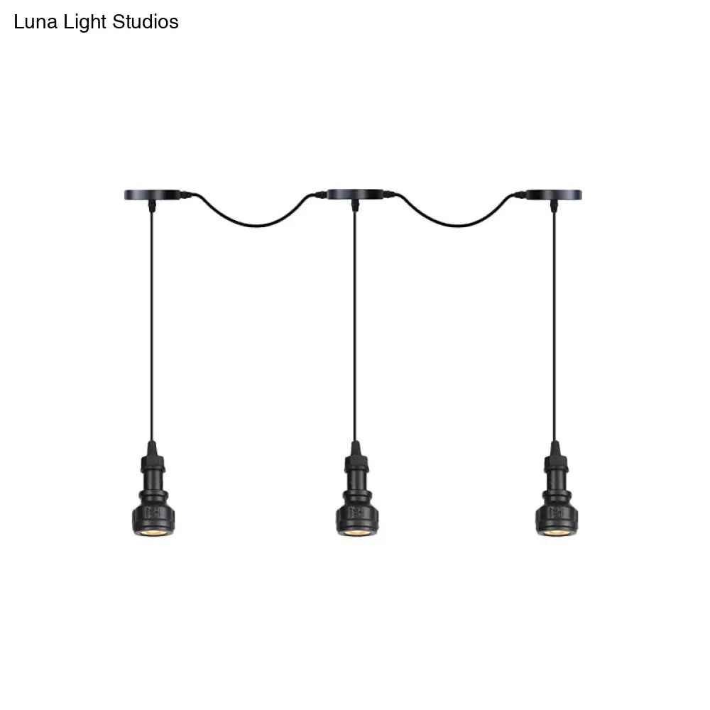 Rustic Iron Ceiling Light with LED Bulbs - Perfect for Coffee Shops - Black Finish, Available in 3/5/7 Heads