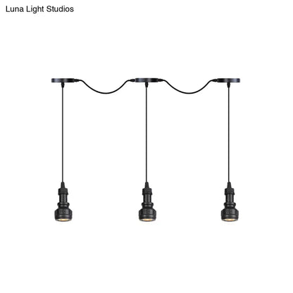 Rustic Iron Ceiling Light with LED Bulbs - Perfect for Coffee Shops - Black Finish, Available in 3/5/7 Heads