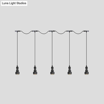 Rustic Iron Ceiling Light with LED Bulbs - Perfect for Coffee Shops - Black Finish, Available in 3/5/7 Heads