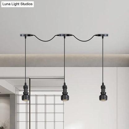 Rustic Iron Ceiling Light with LED Bulbs - Perfect for Coffee Shops - Black Finish, Available in 3/5/7 Heads