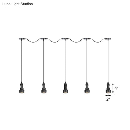 Rustic Iron Ceiling Light with LED Bulbs - Perfect for Coffee Shops - Black Finish, Available in 3/5/7 Heads