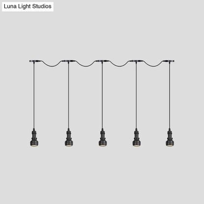 Rustic Iron Ceiling Light with LED Bulbs - Perfect for Coffee Shops - Black Finish, Available in 3/5/7 Heads