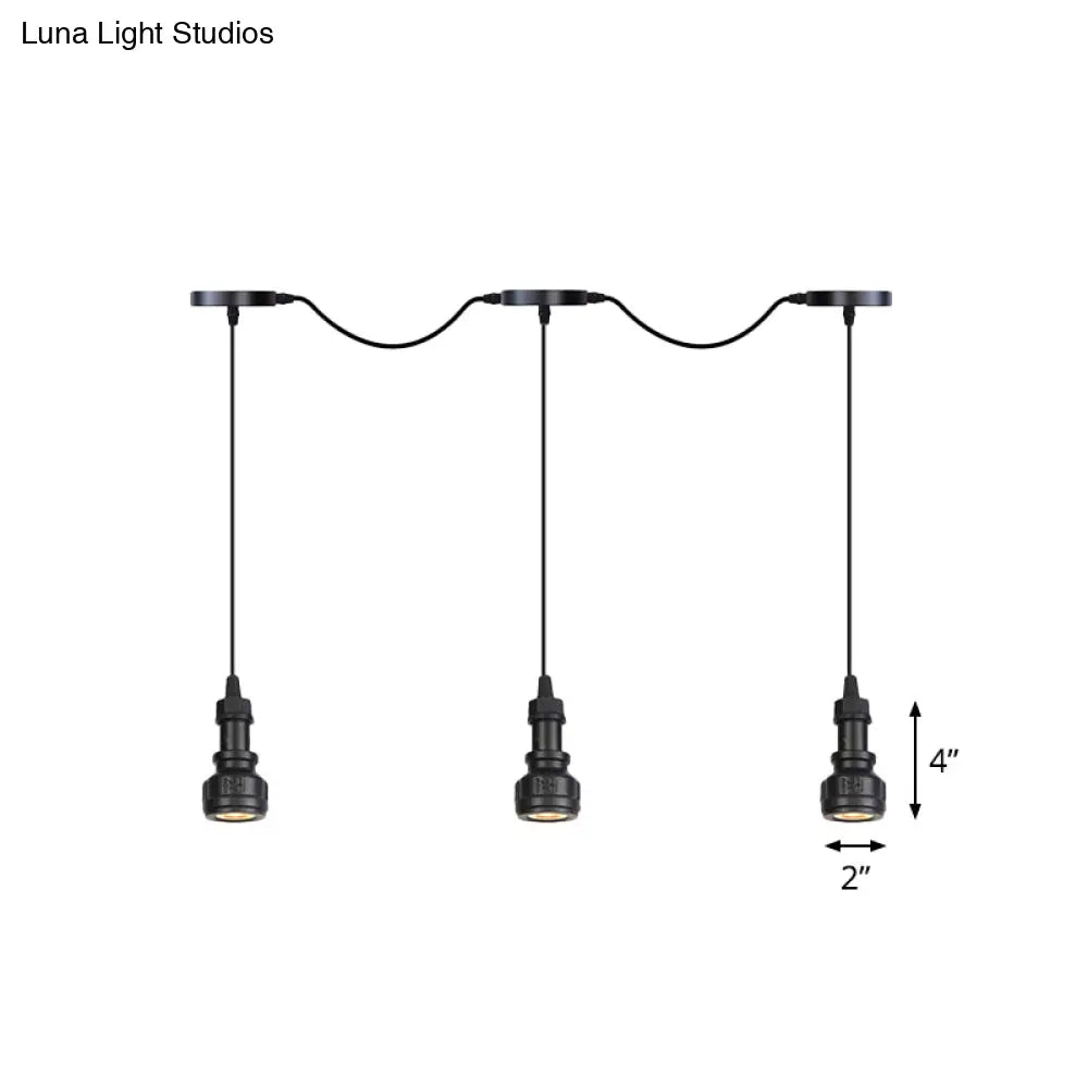 Rustic Iron Ceiling Light with LED Bulbs - Perfect for Coffee Shops - Black Finish, Available in 3/5/7 Heads