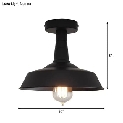 DecorBites™ DecorBites™ Rustic Iron Flushmount Lighting - Single Bulb Semi Flush Mount Ceiling Light in Black