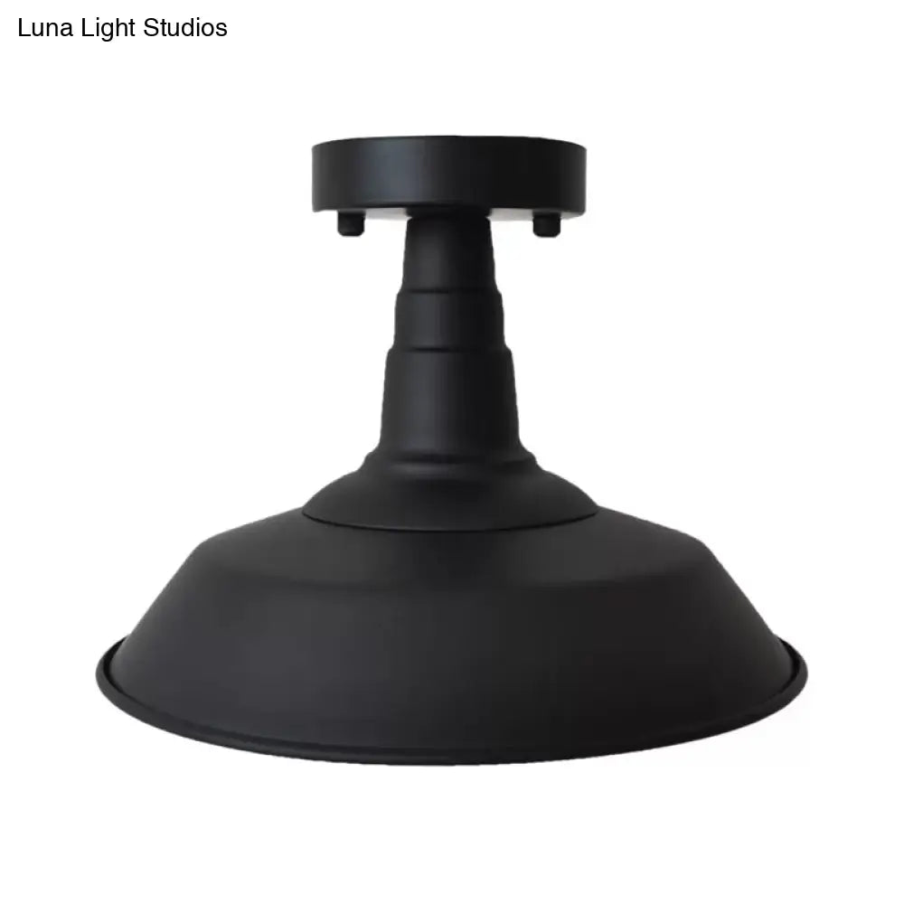 DecorBites™ DecorBites™ Rustic Iron Flushmount Lighting - Single Bulb Semi Flush Mount Ceiling Light in Black