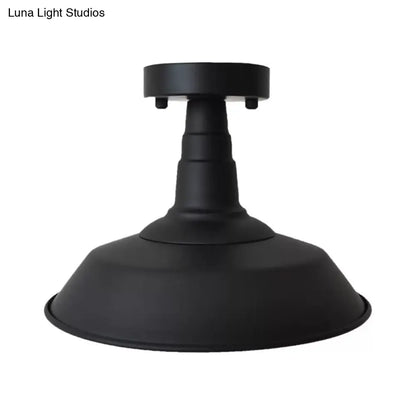 DecorBites™ DecorBites™ Rustic Iron Flushmount Lighting - Single Bulb Semi Flush Mount Ceiling Light in Black