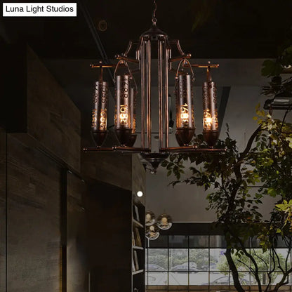 Rustic Iron Flute Hanging Light: Creative Chandelier with Number Design, Perfect for Bars