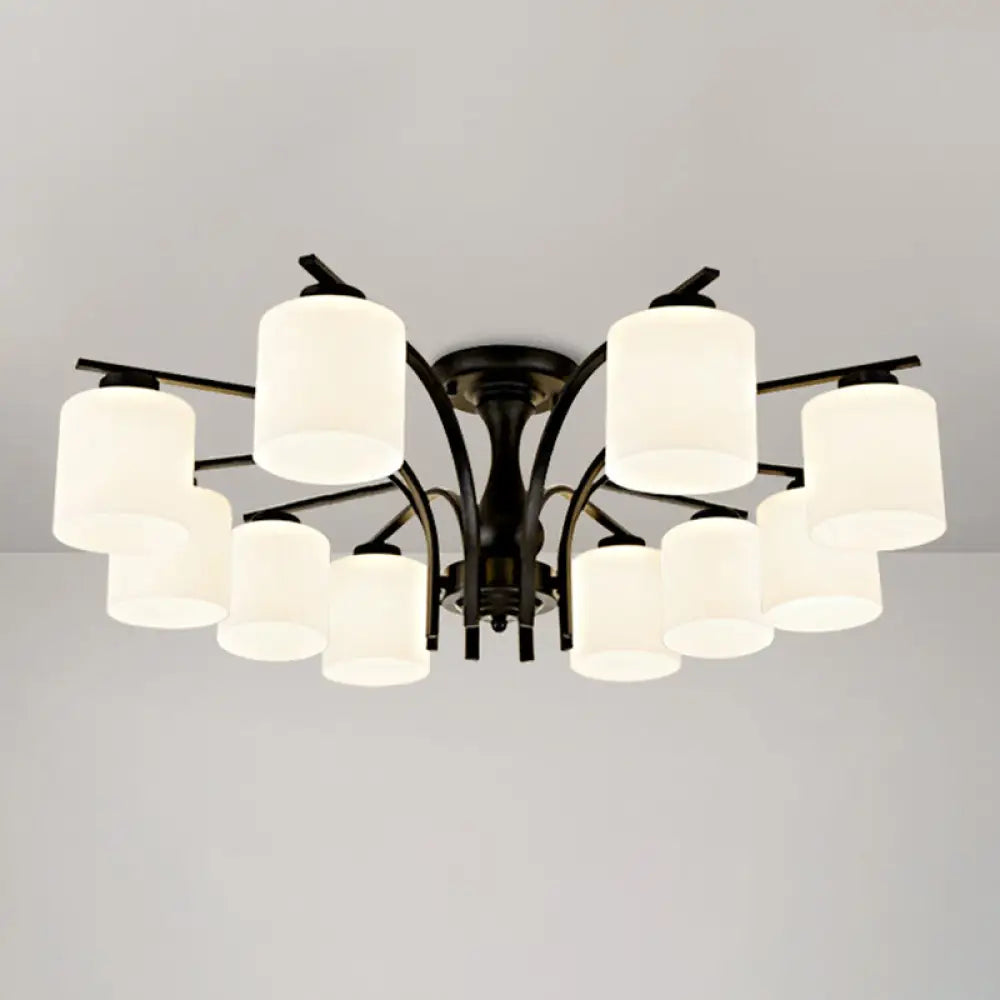 DecorBites™ DecorBites™ Rustic Living Room Shaded Cream Glass Semi Flush Light Ceiling Chandelier