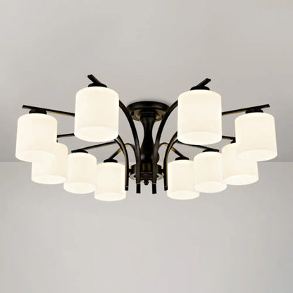 DecorBites™ DecorBites™ Rustic Living Room Shaded Cream Glass Semi Flush Light Ceiling Chandelier