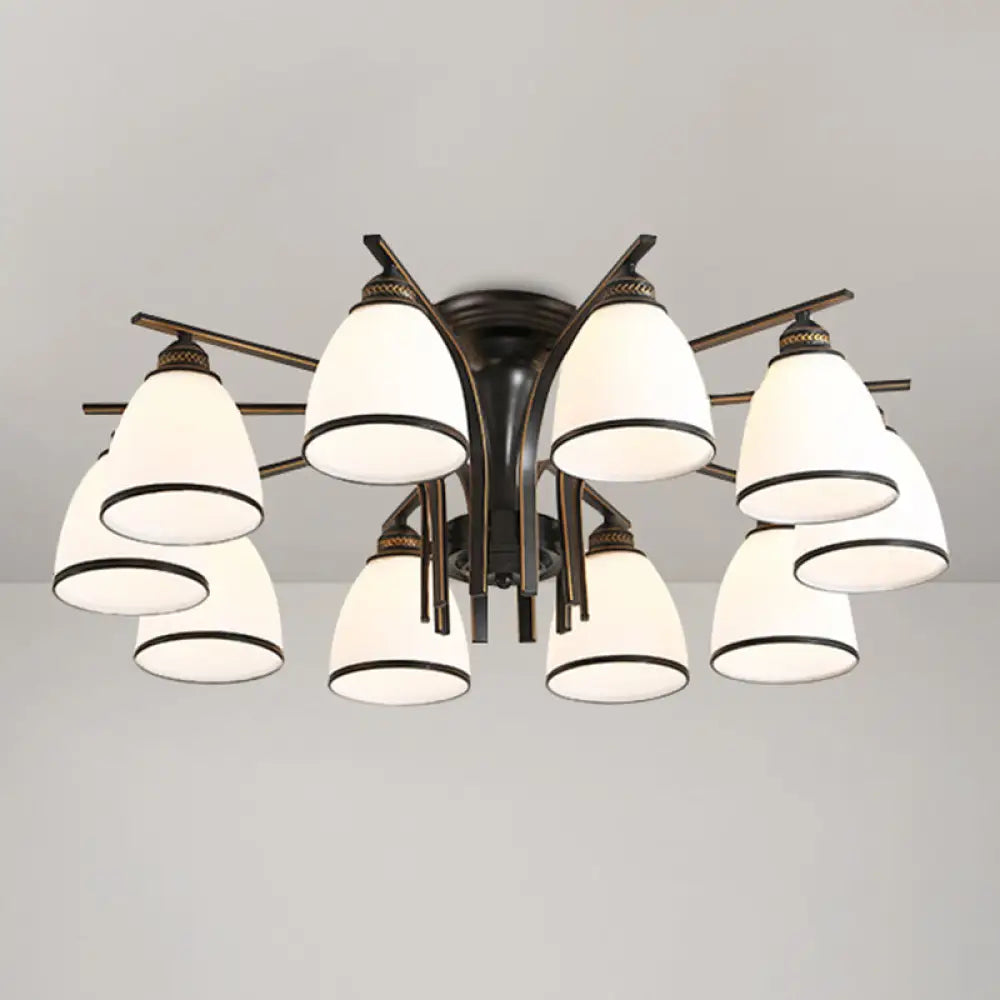 DecorBites™ DecorBites™ Rustic Living Room Shaded Cream Glass Semi Flush Light Ceiling Chandelier