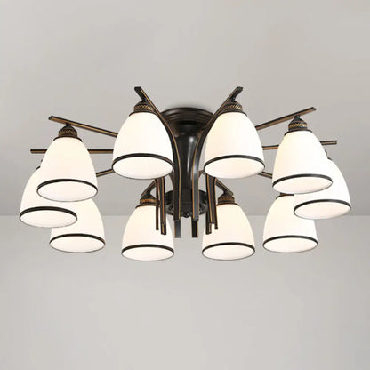 DecorBites™ DecorBites™ Rustic Living Room Shaded Cream Glass Semi Flush Light Ceiling Chandelier