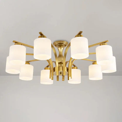 DecorBites™ DecorBites™ Rustic Living Room Shaded Cream Glass Semi Flush Light Ceiling Chandelier