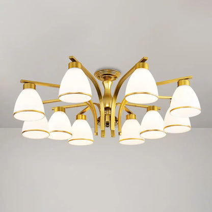 DecorBites™ DecorBites™ Rustic Living Room Shaded Cream Glass Semi Flush Light Ceiling Chandelier