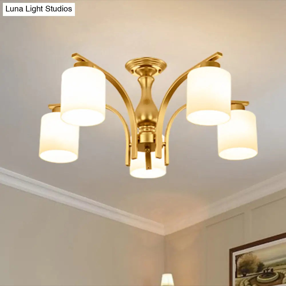 DecorBites™ DecorBites™ Rustic Living Room Shaded Cream Glass Semi Flush Light Ceiling Chandelier