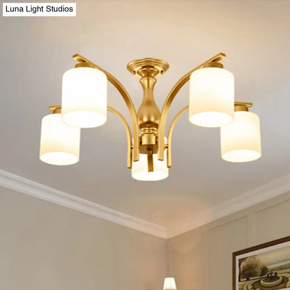 DecorBites™ DecorBites™ Rustic Living Room Shaded Cream Glass Semi Flush Light Ceiling Chandelier