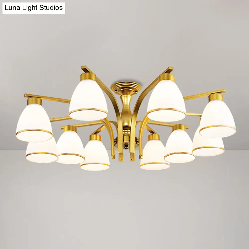 DecorBites™ DecorBites™ Rustic Living Room Shaded Cream Glass Semi Flush Light Ceiling Chandelier