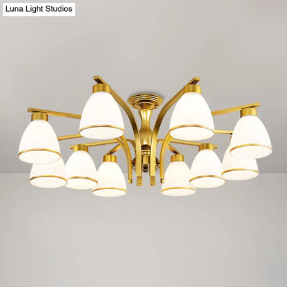 DecorBites™ DecorBites™ Rustic Living Room Shaded Cream Glass Semi Flush Light Ceiling Chandelier
