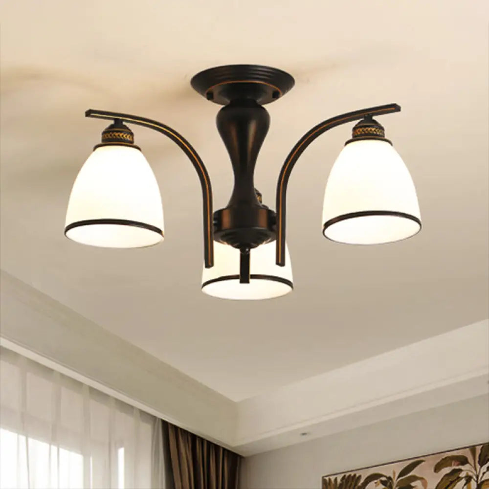 DecorBites™ DecorBites™ Rustic Living Room Shaded Cream Glass Semi Flush Light Ceiling Chandelier
