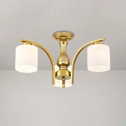DecorBites™ DecorBites™ Rustic Living Room Shaded Cream Glass Semi Flush Light Ceiling Chandelier