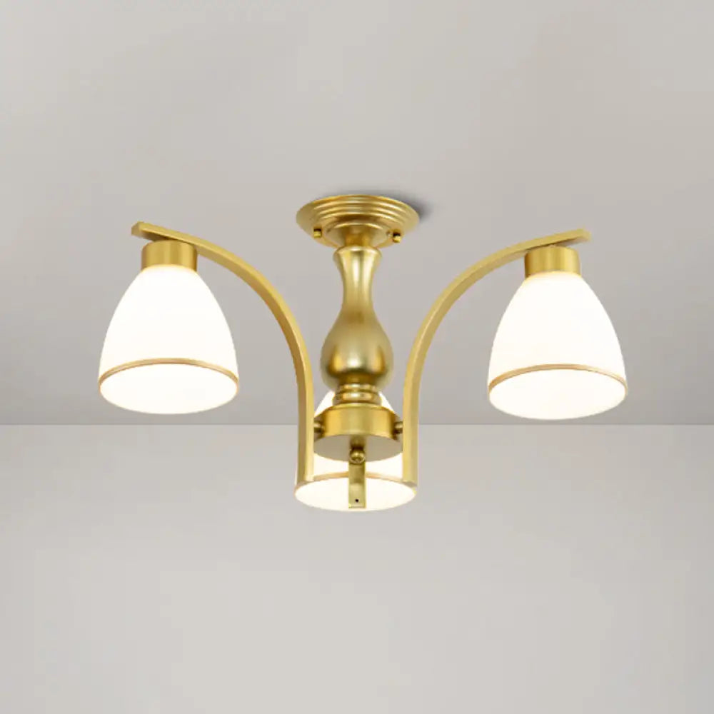 DecorBites™ DecorBites™ Rustic Living Room Shaded Cream Glass Semi Flush Light Ceiling Chandelier