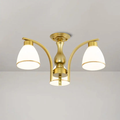 DecorBites™ DecorBites™ Rustic Living Room Shaded Cream Glass Semi Flush Light Ceiling Chandelier