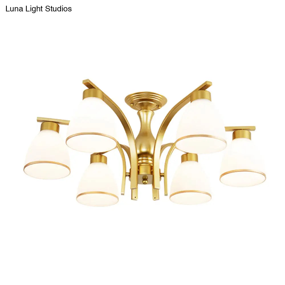 DecorBites™ DecorBites™ Rustic Living Room Shaded Cream Glass Semi Flush Light Ceiling Chandelier