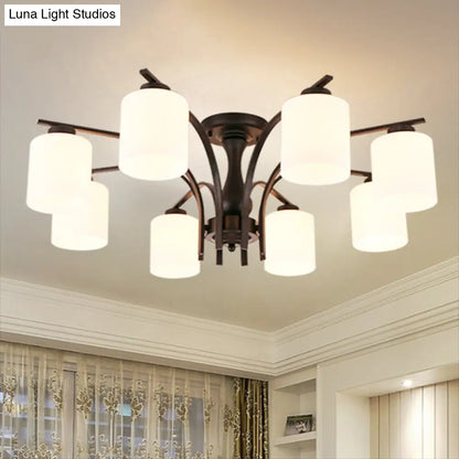 DecorBites™ DecorBites™ Rustic Living Room Shaded Cream Glass Semi Flush Light Ceiling Chandelier