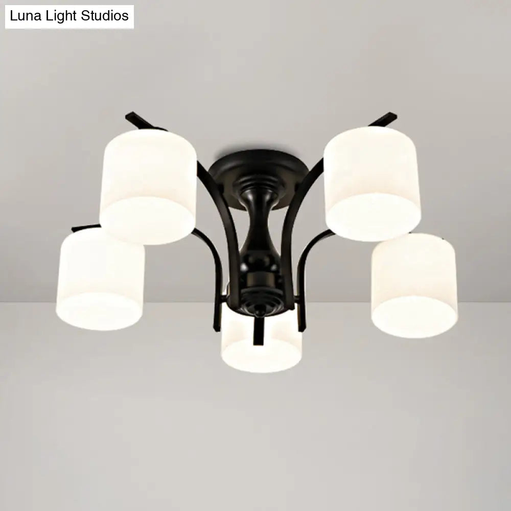 DecorBites™ DecorBites™ Rustic Living Room Shaded Cream Glass Semi Flush Light Ceiling Chandelier