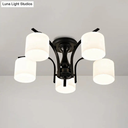 DecorBites™ DecorBites™ Rustic Living Room Shaded Cream Glass Semi Flush Light Ceiling Chandelier