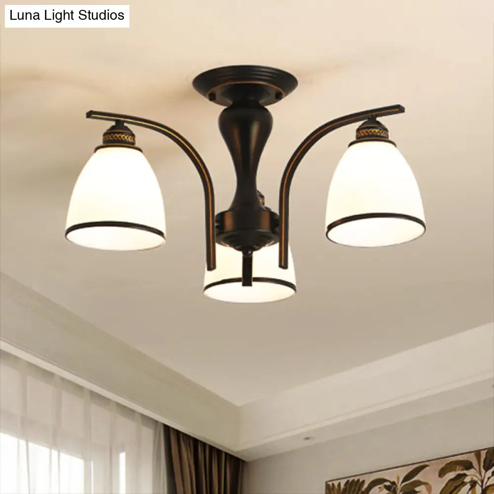 DecorBites™ DecorBites™ Rustic Living Room Shaded Cream Glass Semi Flush Light Ceiling Chandelier