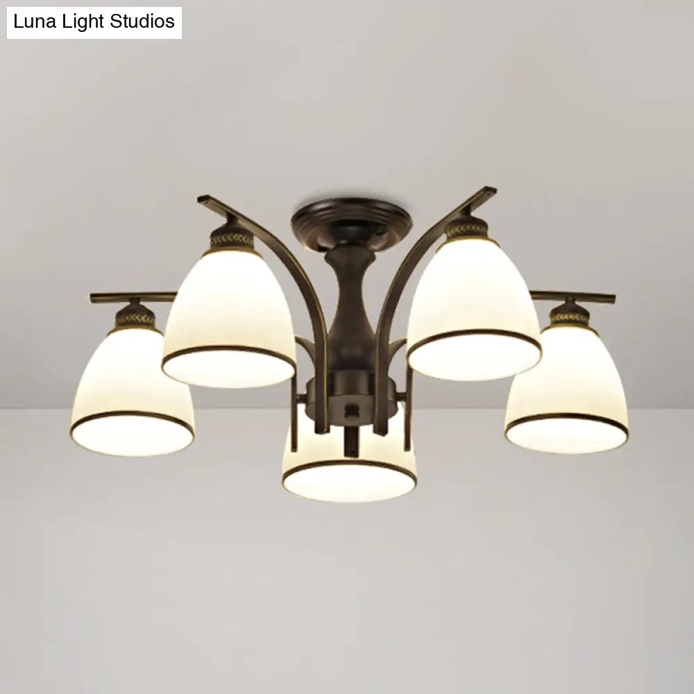 DecorBites™ DecorBites™ Rustic Living Room Shaded Cream Glass Semi Flush Light Ceiling Chandelier