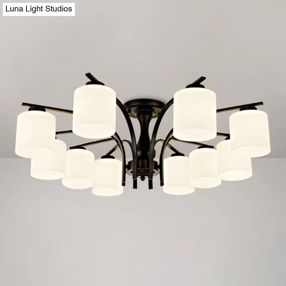 DecorBites™ DecorBites™ Rustic Living Room Shaded Cream Glass Semi Flush Light Ceiling Chandelier